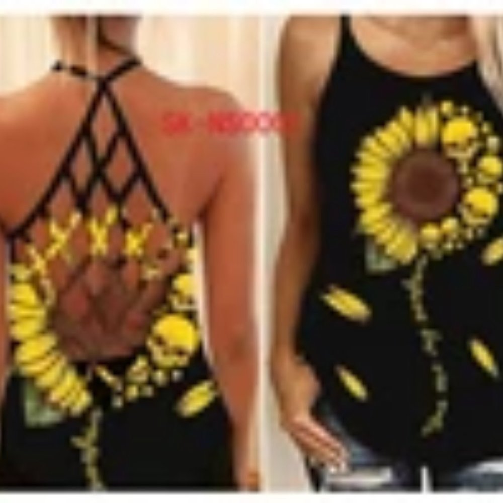 SUNFLOWER TANK TOPS WITH A BEAUTIFUL BACK